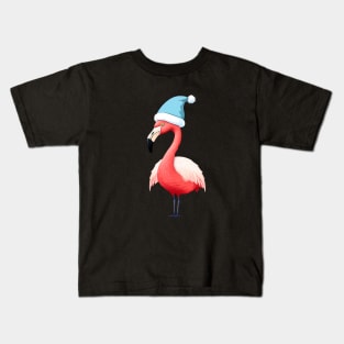 Funny Flamingo Santa Tropical Christmas Kids T-Shirt